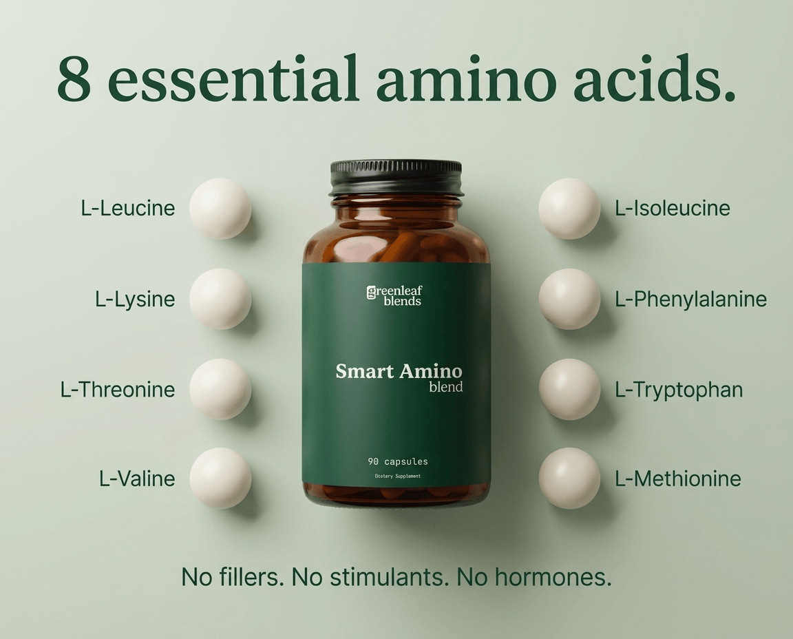 Greenleaf Smart Amino Blend with eight individually named amino acids